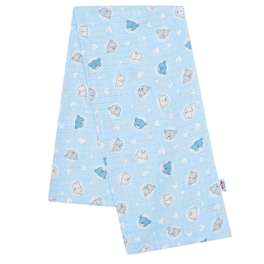 Pamut pelenka nyomtatott mintával New baby kék kis maci