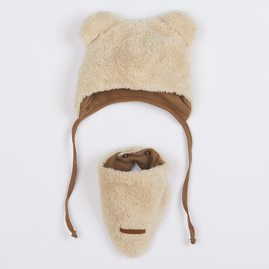 Téli baba sapka és nyakba való kendõ New baby Teddy bear  bézs