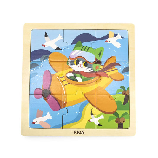 Fa képes kirakó puzzle Viga 9 db Repülõgépek