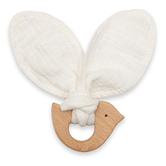 baba rágóka madárral  New baby Bird white