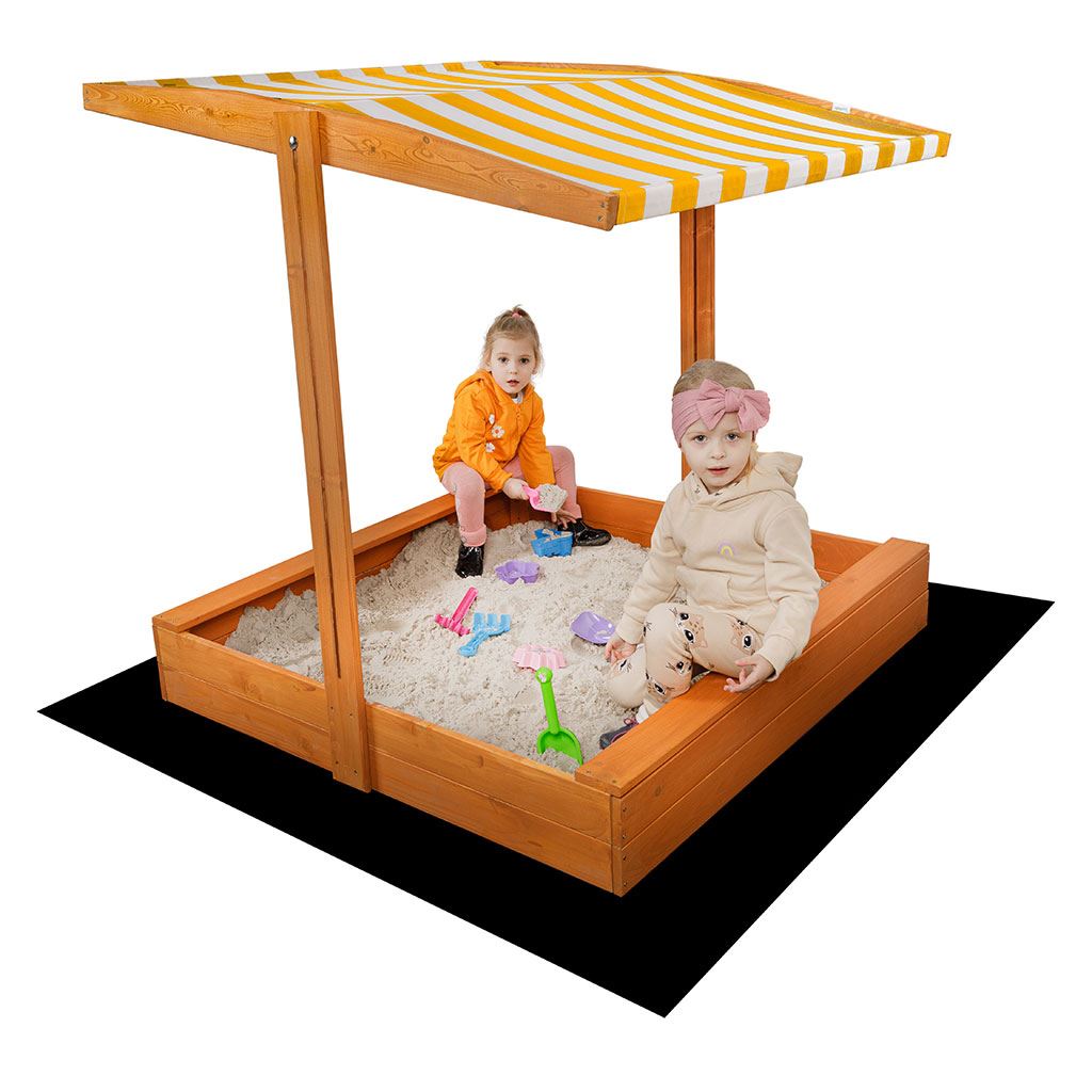 Fa homokozó árnyékoló tetõvel baby Mix 120x120 cm sárga-fehér