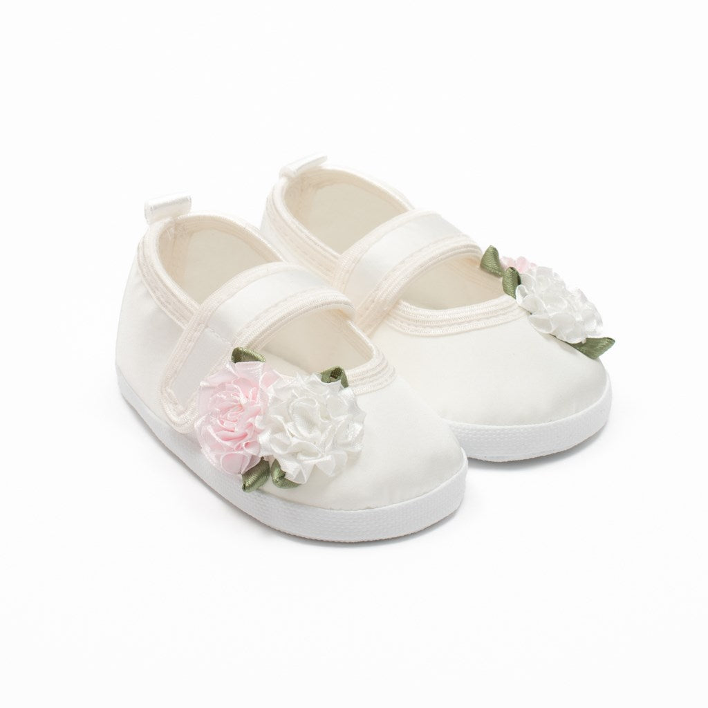 baba szatén balettcipõk New baby Ivory Flowers 12-18 h