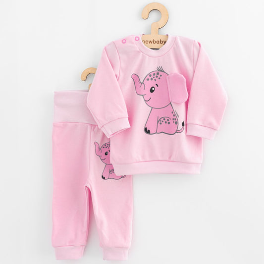 baba együttes póló és szabadidõ nadrág New baby Happy Elephant pink