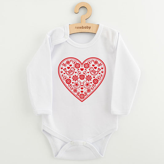 baba body nyomtatással New baby Népi minta piros szív