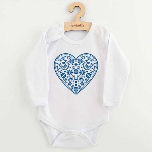 baba body nyomtatással New baby Népi minta kék szív