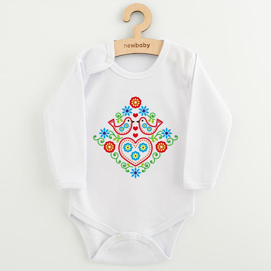 baba body nyomtatással New baby Népi minta kismadarak