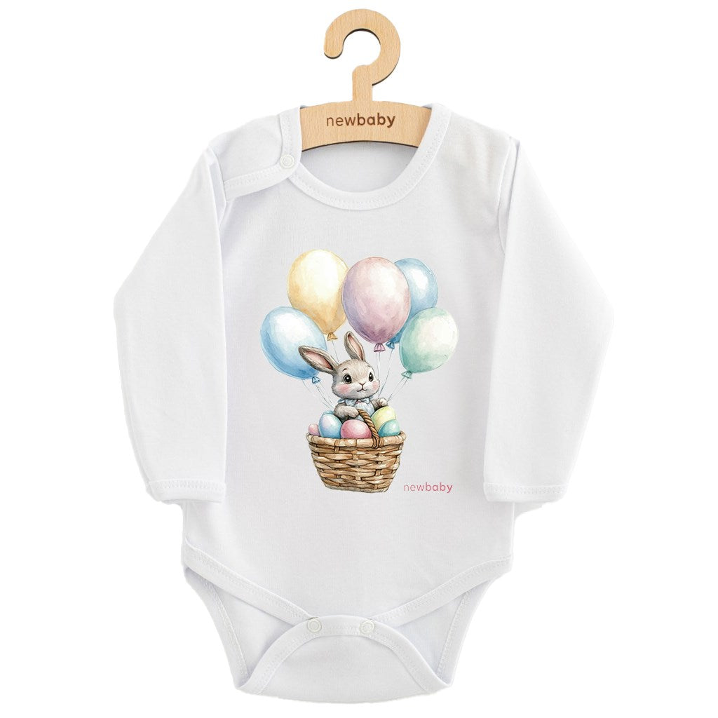 baba body nyomtatással New baby Nyuszi léggömbökkel