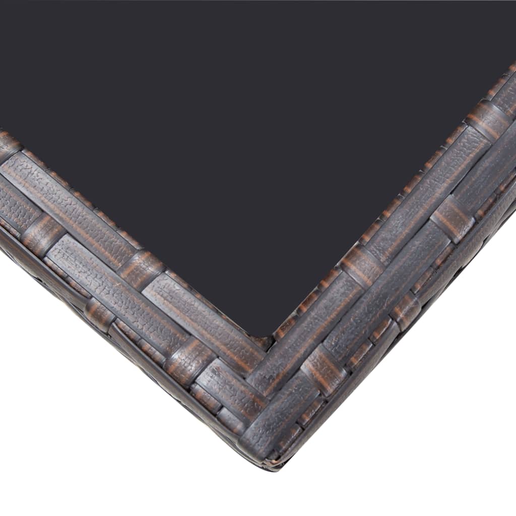 5-részes barna kültéri polyrattan étkezőszett párnákkal