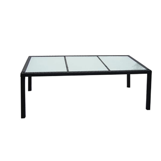 fekete polyrattan kerti asztal 190 x 90 x 75 cm