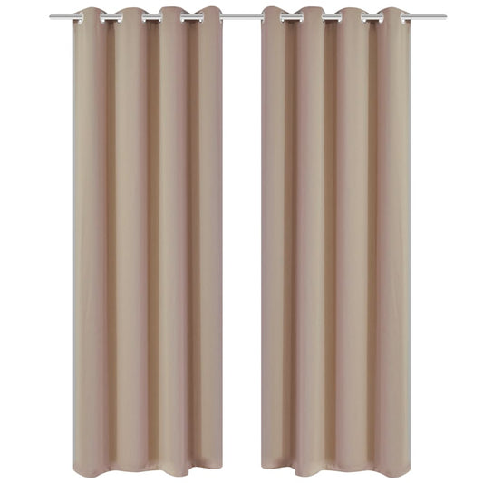 2 db krémszínű sötétítőfüggöny fém fűzőlyukakkal 135 x 175 cm