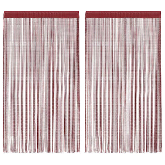 2 db burgundi vörös zsinórfüggöny 100 x 250 cm