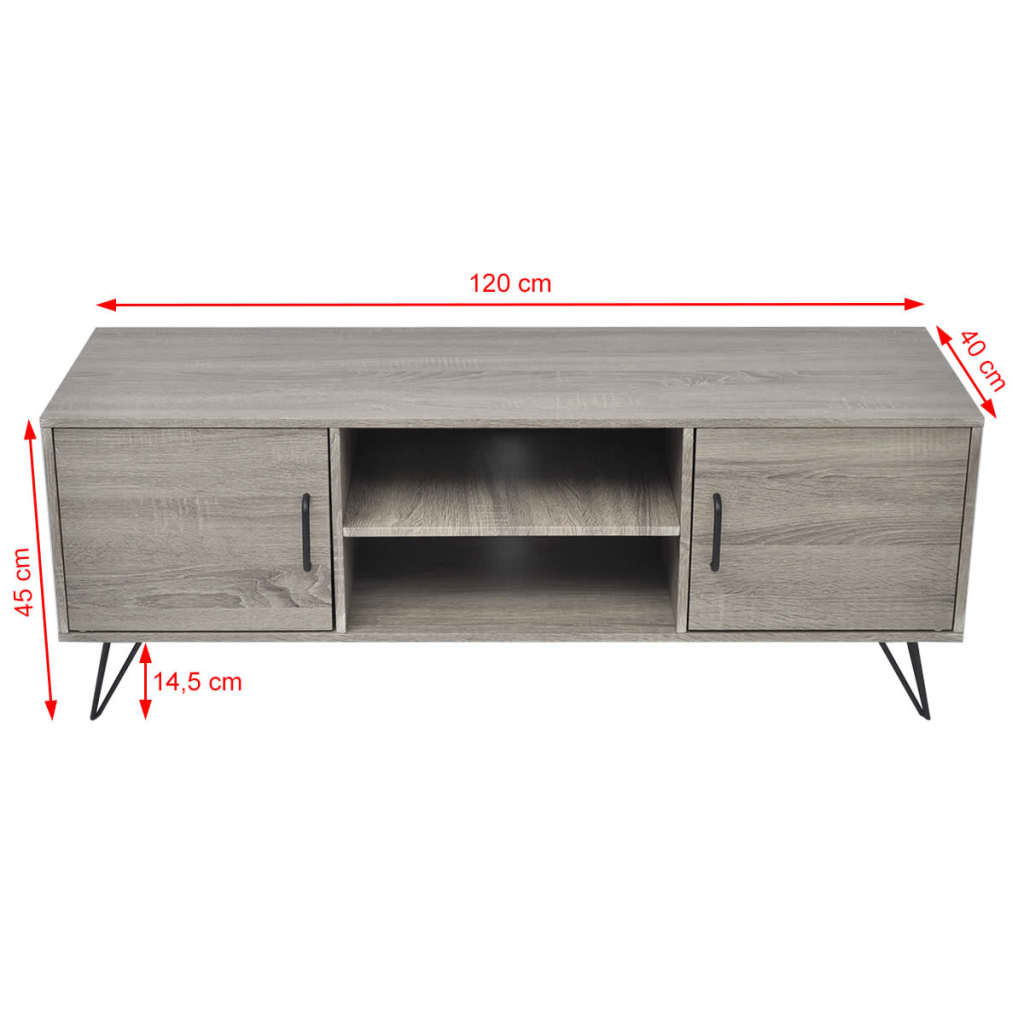 szürke TV-szekrény 120 x 40 x 45 cm