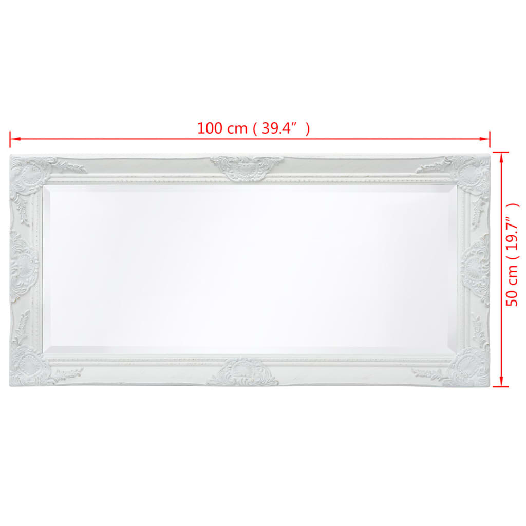 fehér barokk stílusú fali tükör 100 x 50 cm