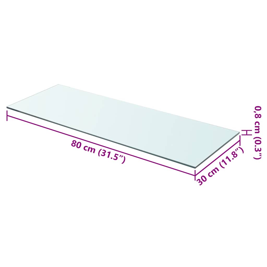 80x30 cm átlátszó panel üvegpolc