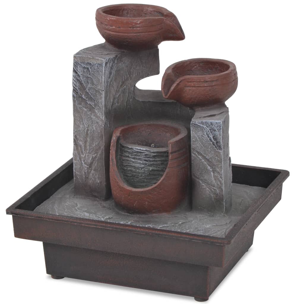 Beltéri szökőkút LED-megvilágítással, polyresin