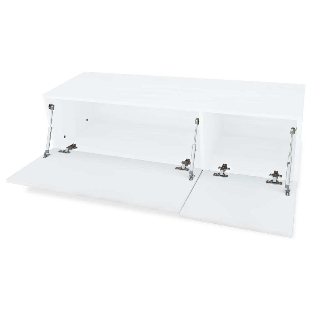fehér magasfényű szerelt fa TV szekrény 120 x 40 x 34 cm