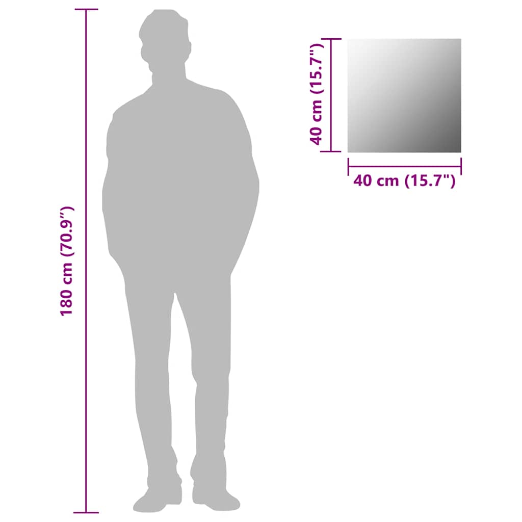 négyzet alakú falitükör 40 x 40 cm