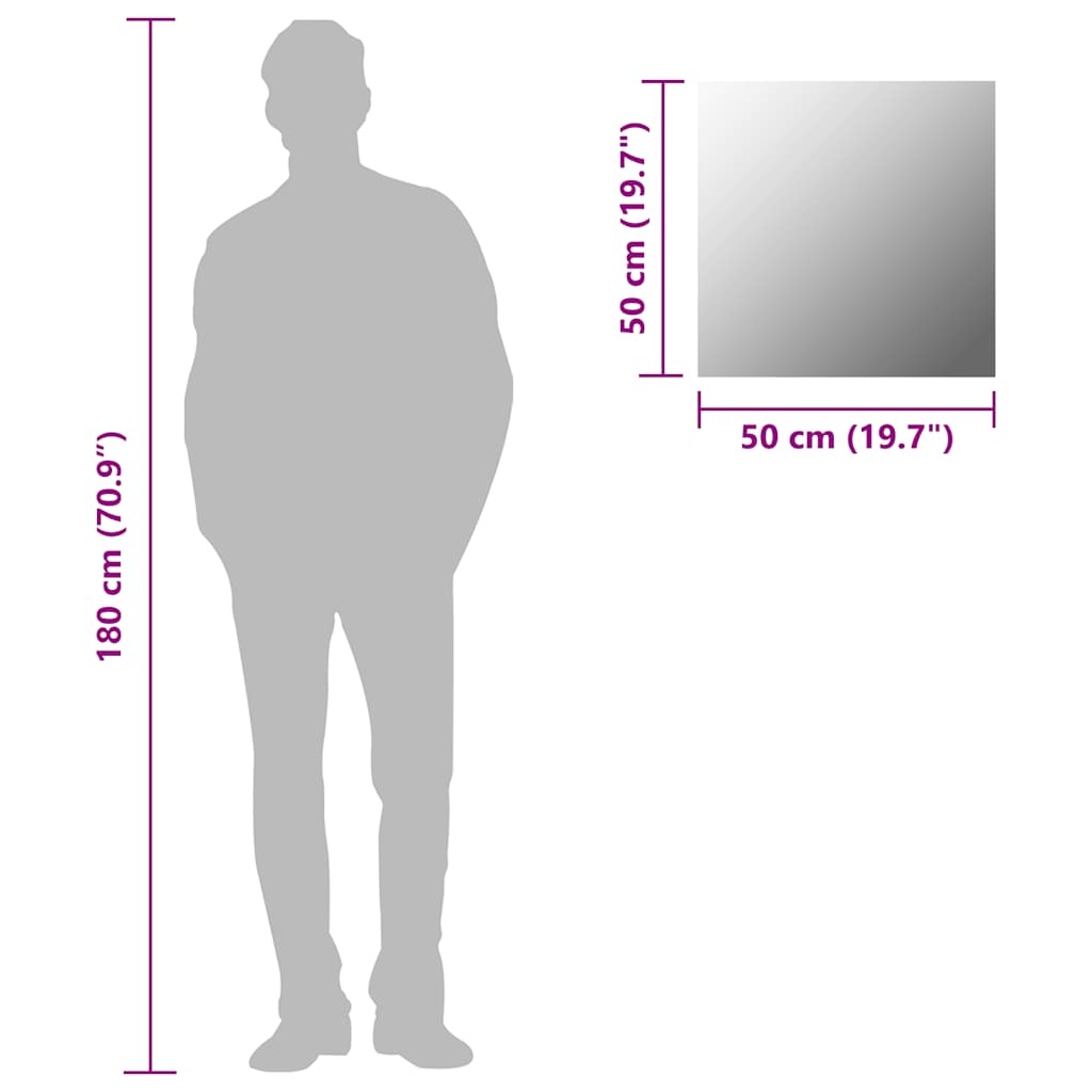 négyzet alakú falitükör 50 x 50 cm