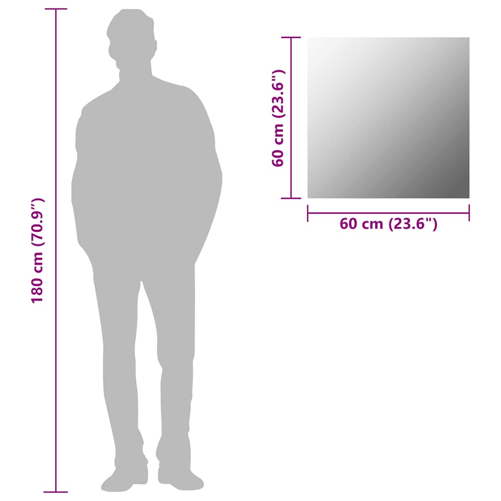 négyzet alakú falitükör 60 x 60 cm