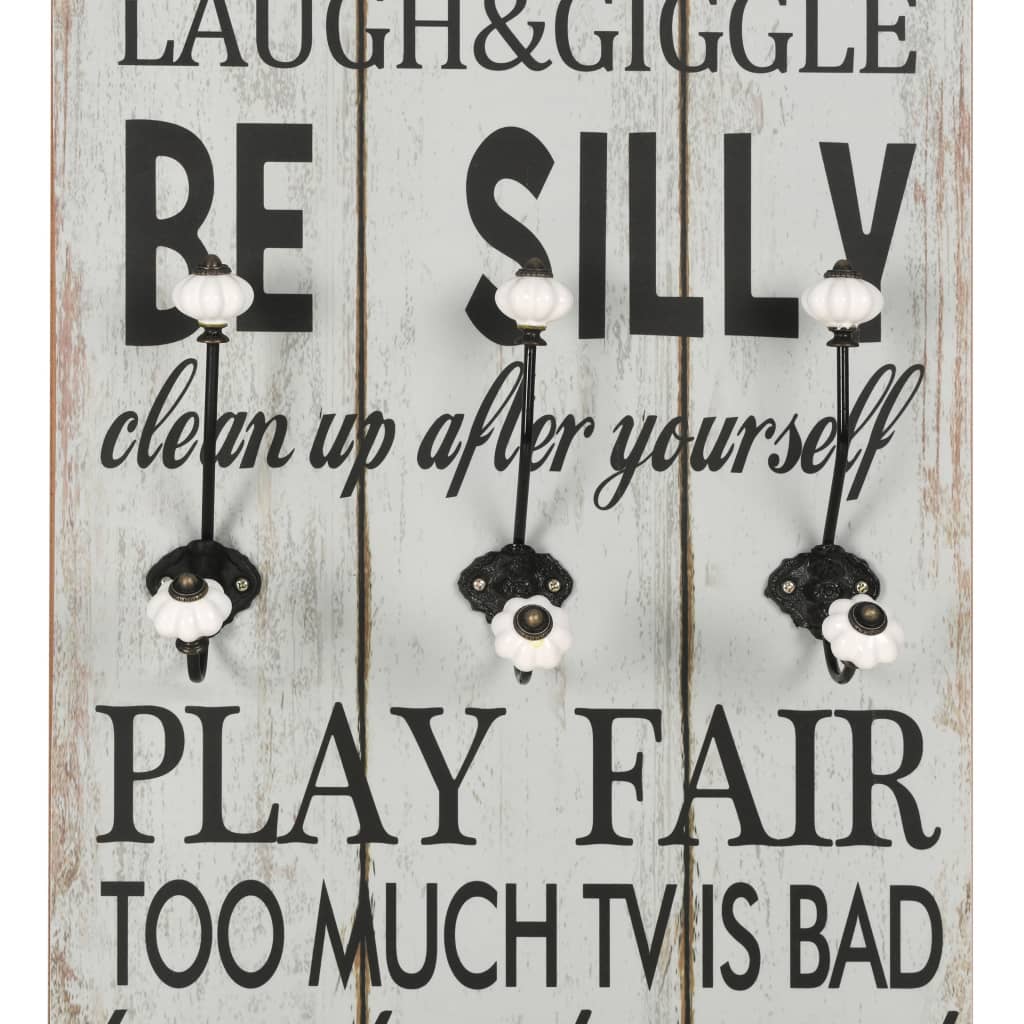 falra szerelhető fogas 6 akasztóval 120 x 40 cm „THANK YOU”