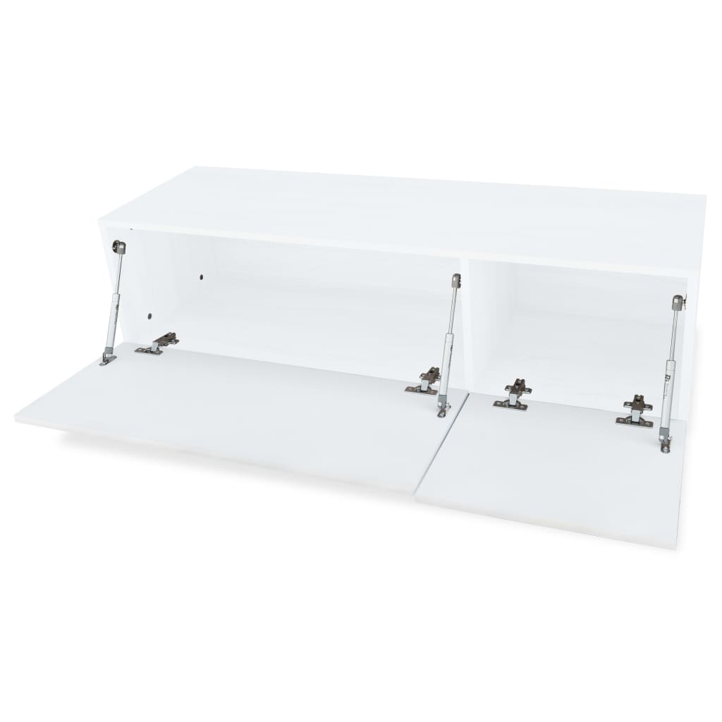 2 db fehér magasfényű furnér TV szekrény 120 x 40 x 34 cm