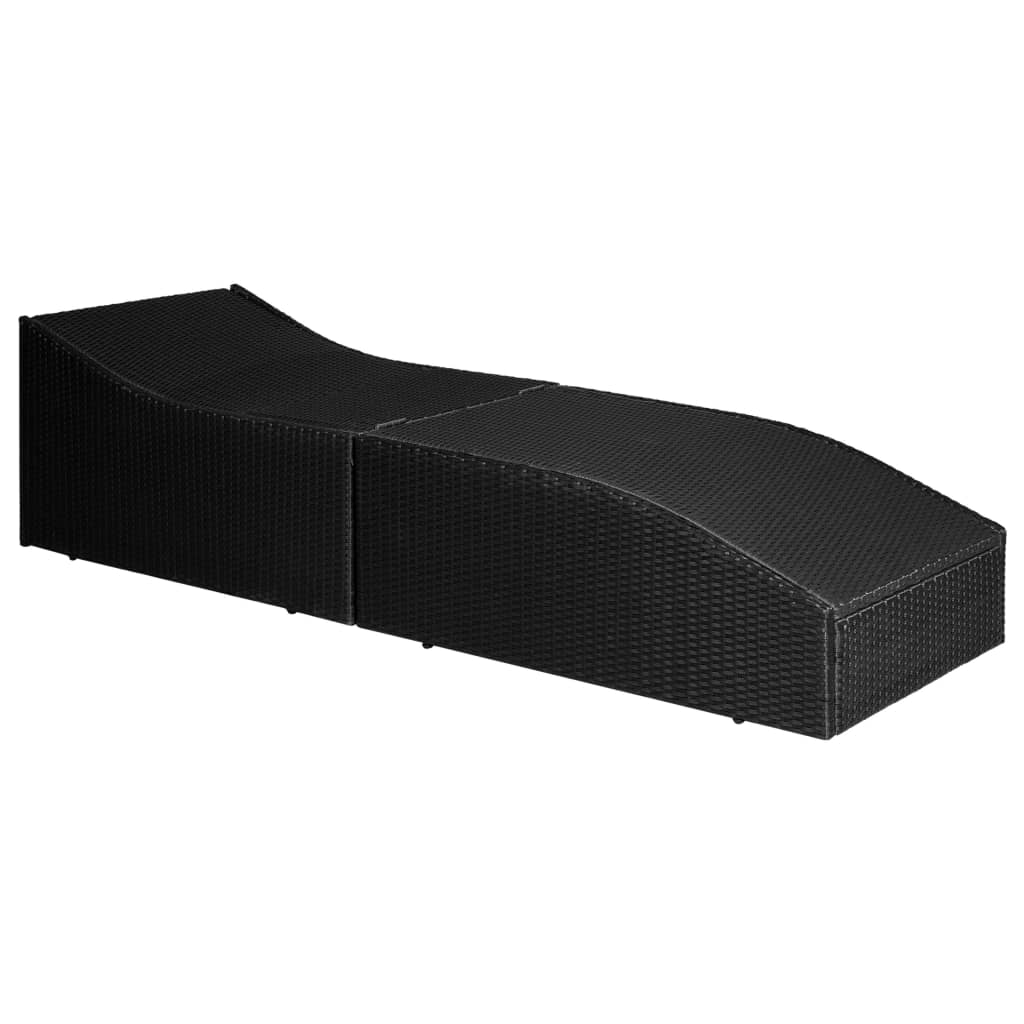 fekete polyrattan napozóágy párnával