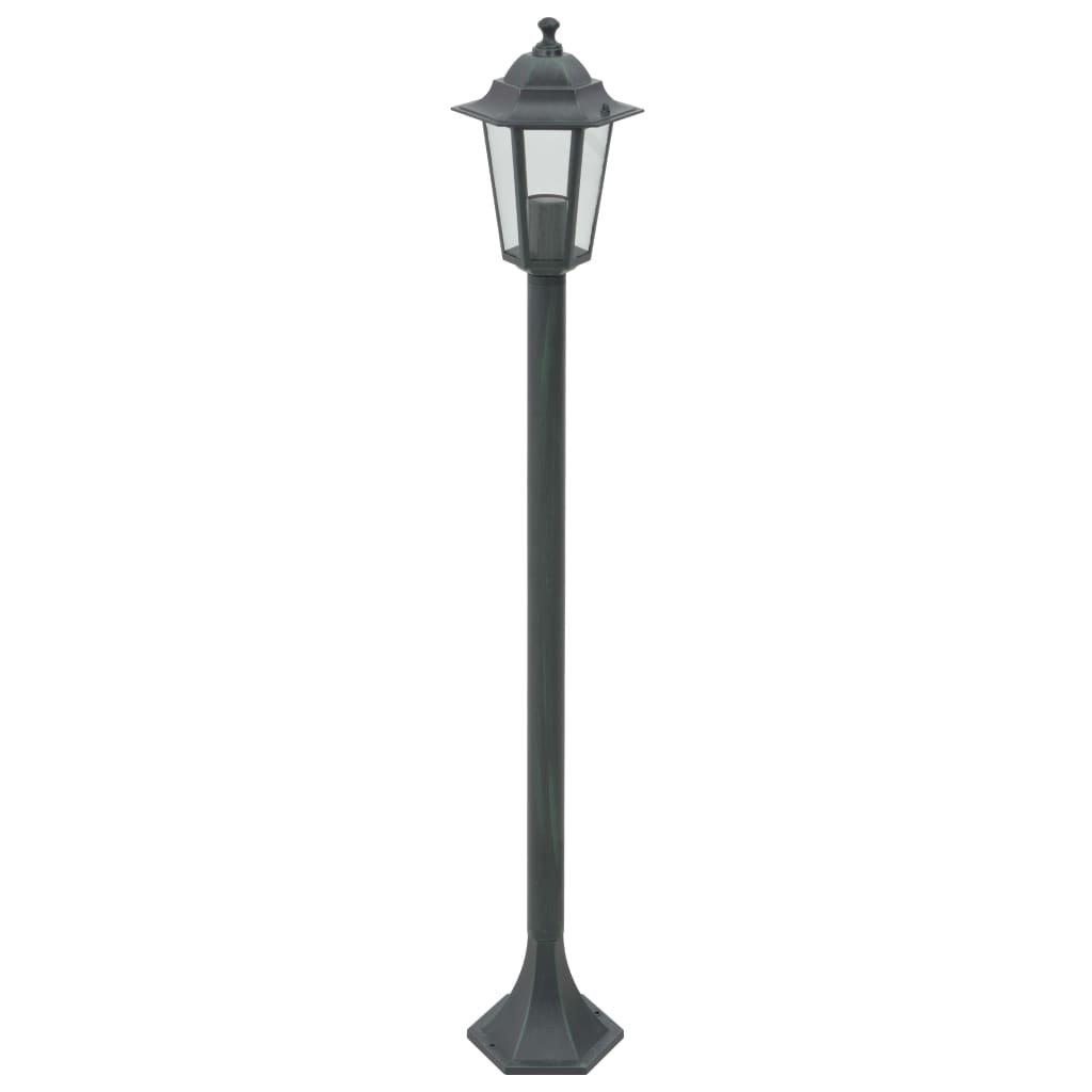 6 db sötétzöld alumínium kerti állólámpa, E27, 110 cm
