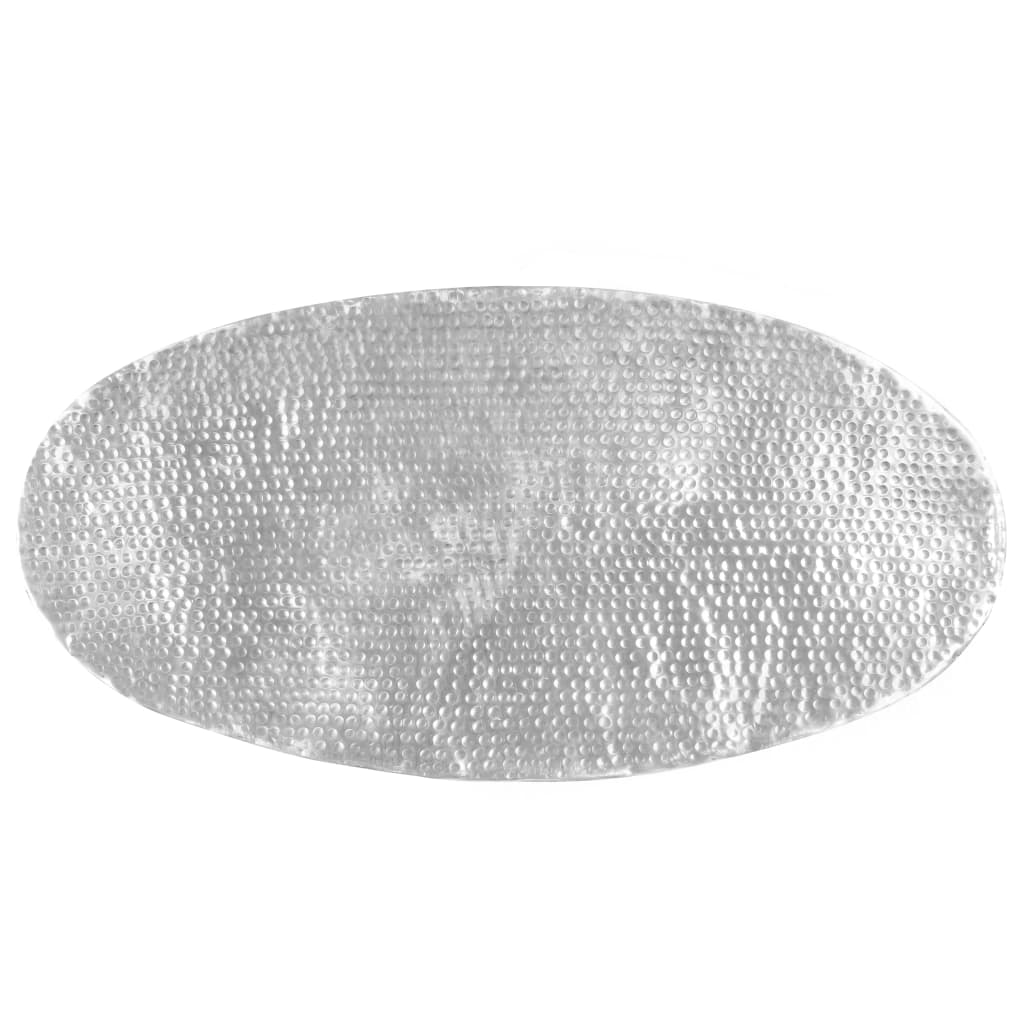 ezüst kalapált alumínium dohányzóasztal 100 x 50 x 28 cm