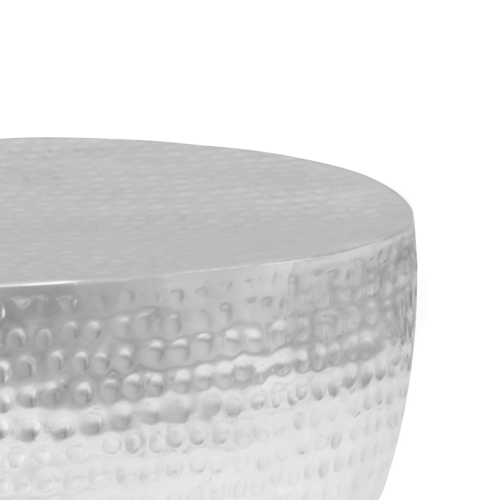ezüst kalapált alumínium dohányzóasztal 100 x 50 x 28 cm