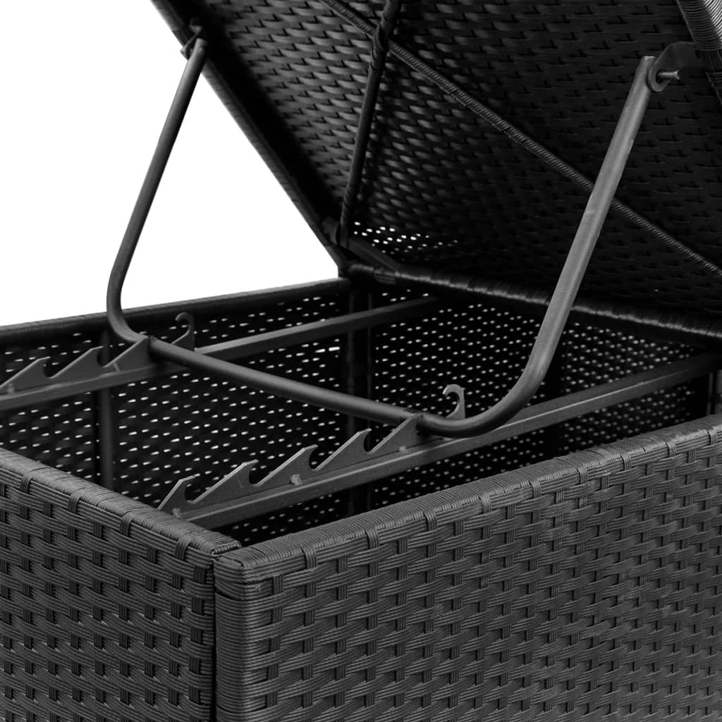 fekete polyrattan napozóágy párnával