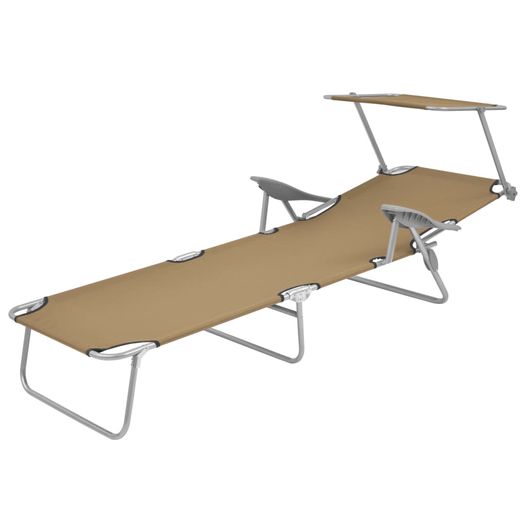 tópszínű összecsukható acél napozóágy napellenzővel