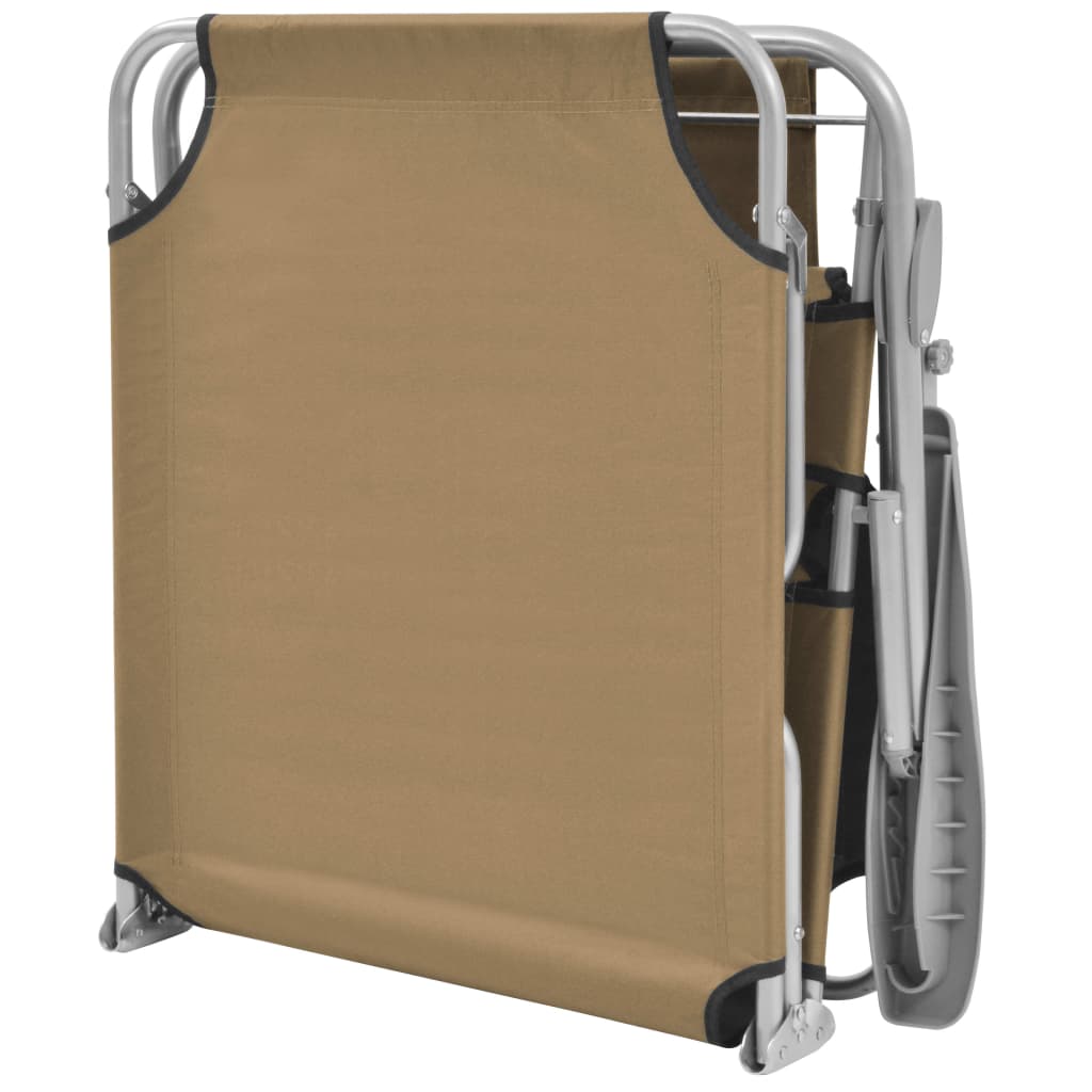 tópszínű összecsukható acél napozóágy napellenzővel