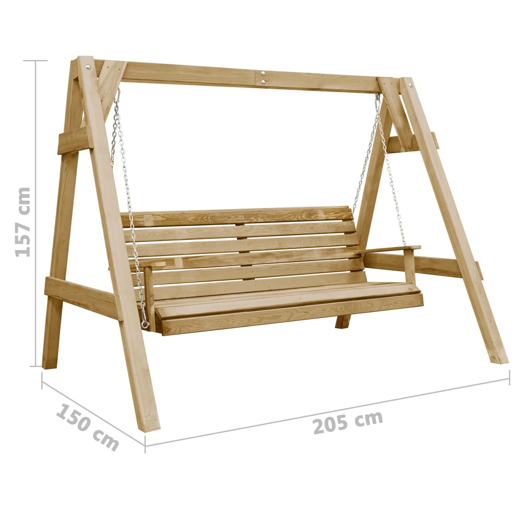 impregnált fenyőfa kerti hintapad 205 x 150 x 157 cm
