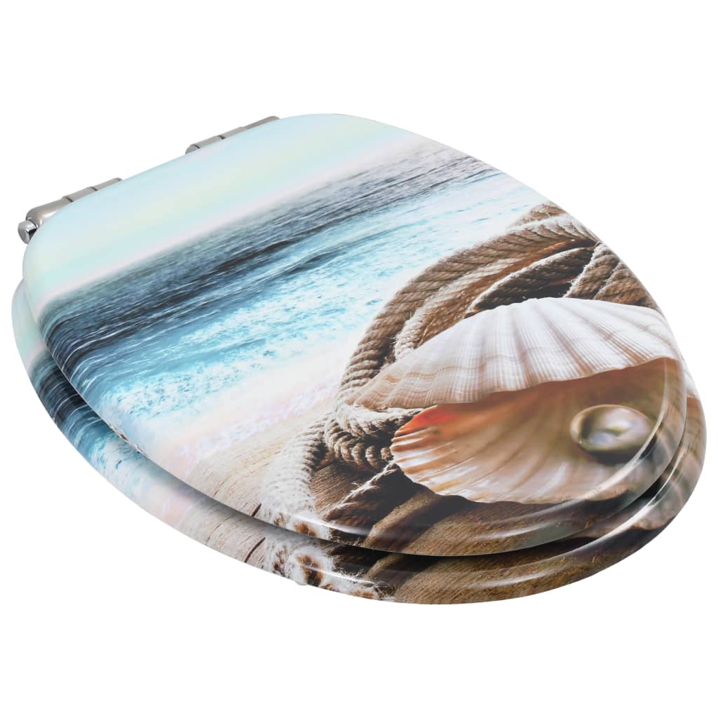 lassan csukódó kagylómintás MDF WC-ülőke