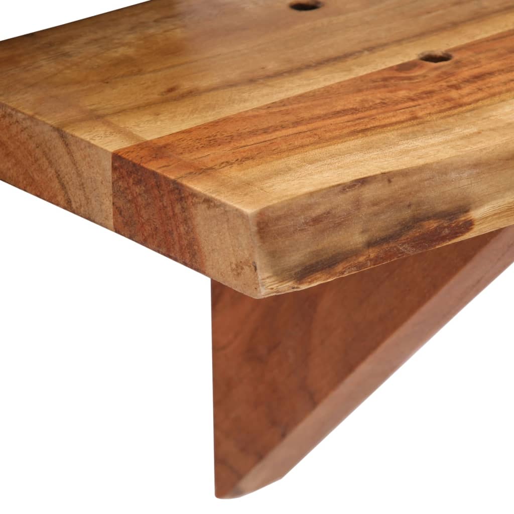 2 db tömör akácfa fali polc 60x20x18 cm
