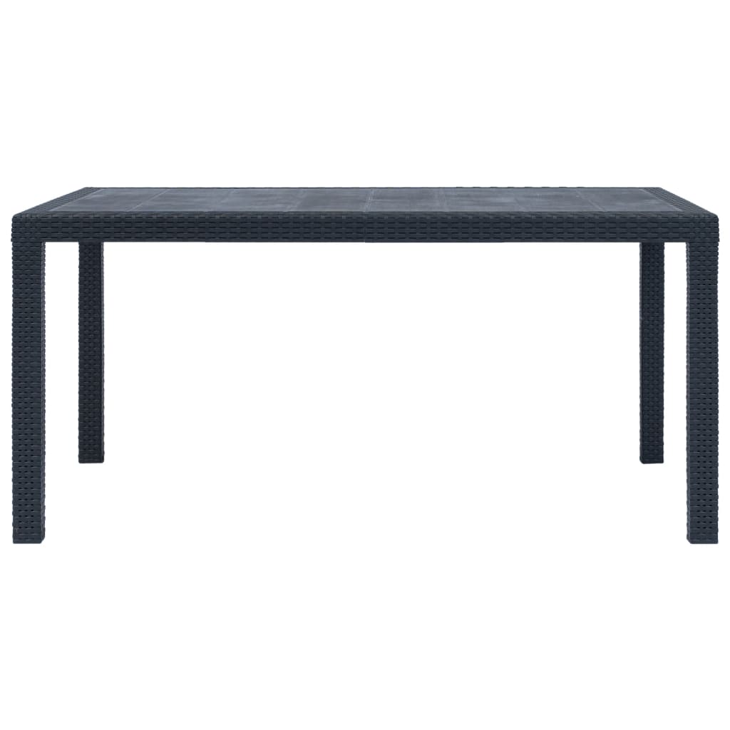 antracit rattan hatású műanyag kerti asztal 150 x 90 x 72 cm