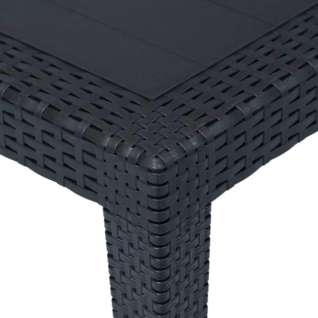 antracit rattan hatású műanyag kerti asztal 150 x 90 x 72 cm