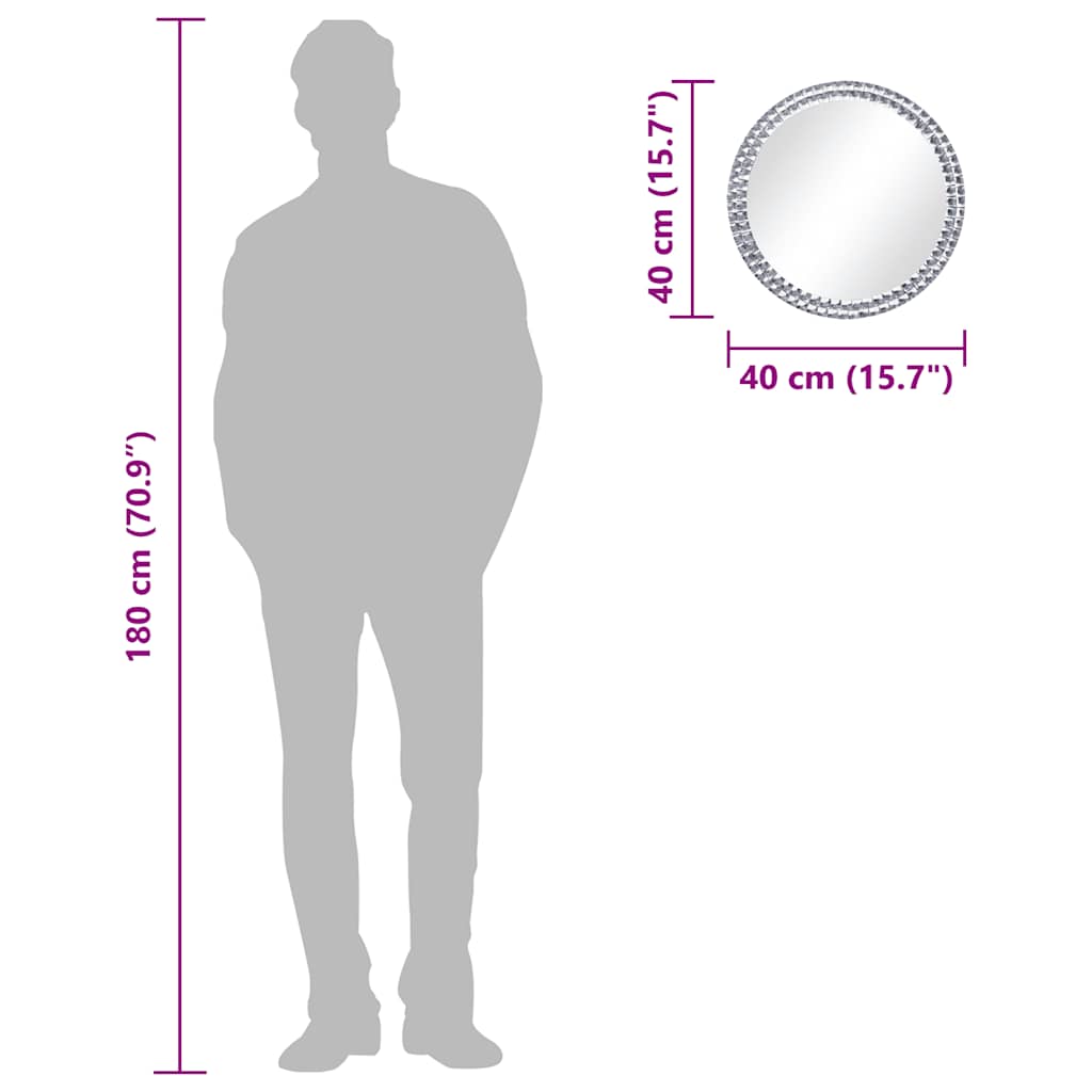 edzett üveg falitükör 40 cm