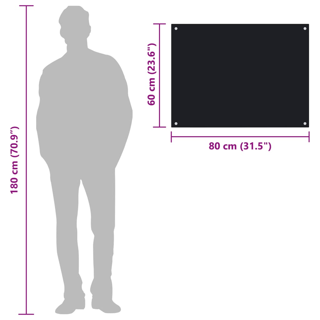 fekete edzett üveg konyhai falburkoló 80 x 60 cm