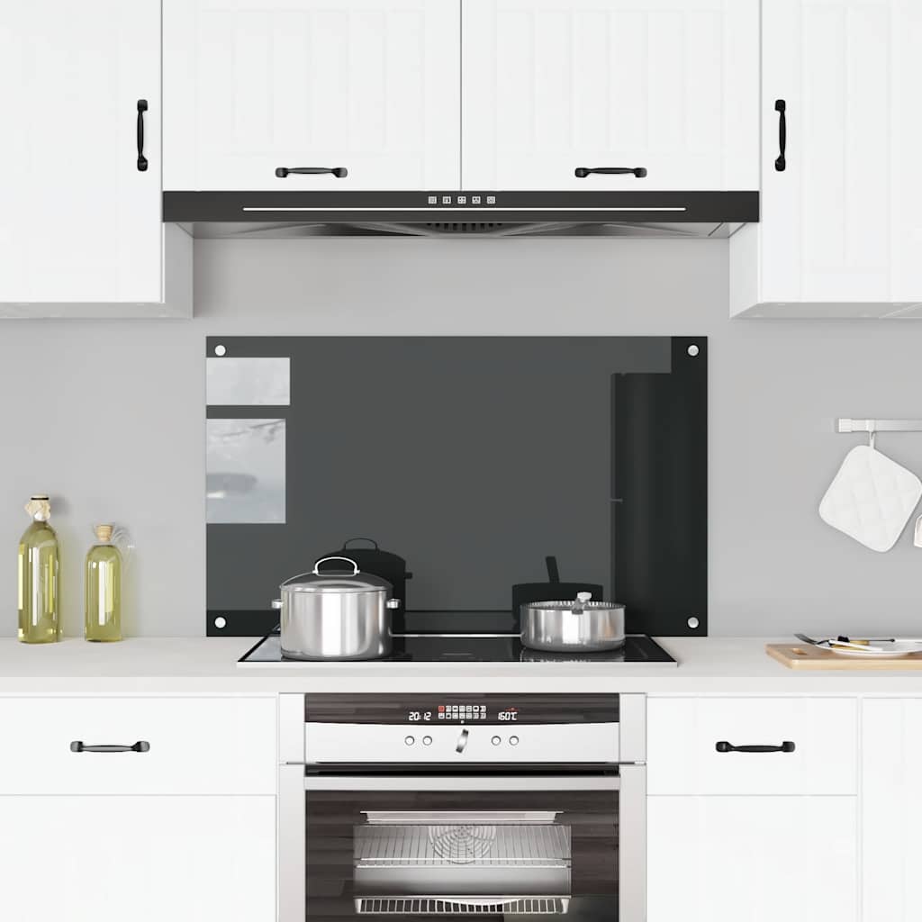 fekete edzett üveg konyhai falburkoló 100 x 60 cm