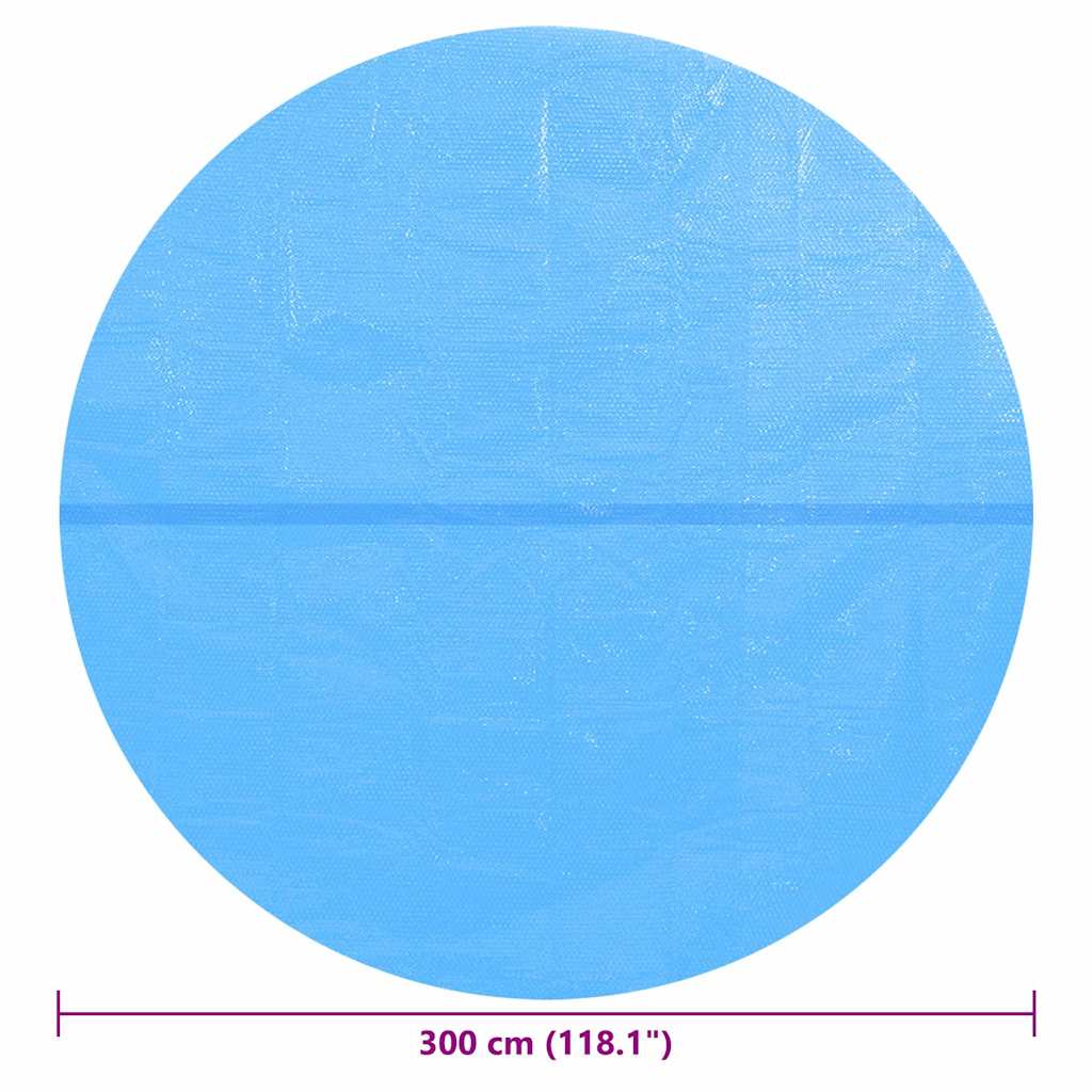 kék napelemes kerek lebegő PE medencefólia 300 cm