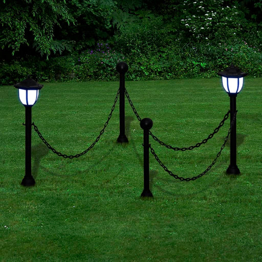 Lánc Kerítés kültéri lámpával 2 LED Lámpa Két Pózna
