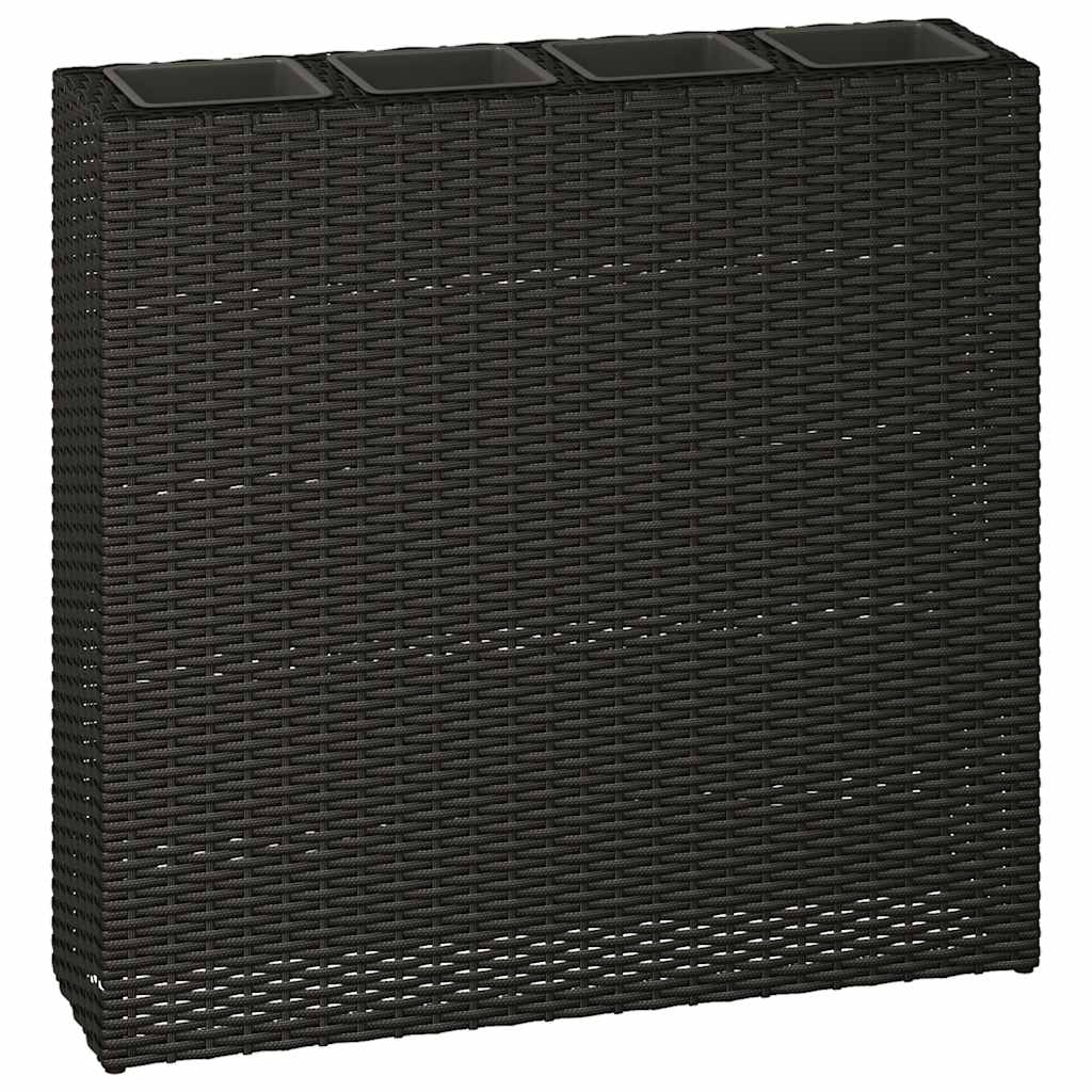 fekete polyrattan kerti magaságyás 4 kaspóval