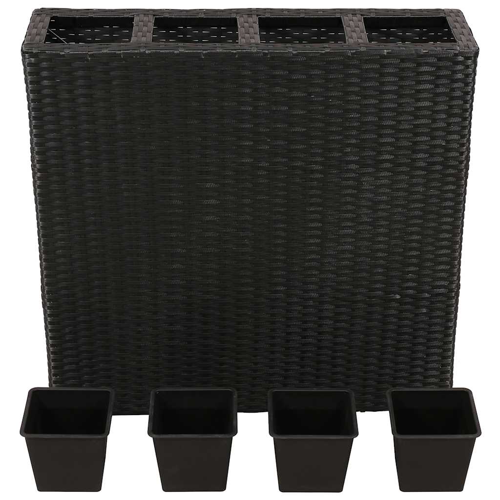 fekete polyrattan kerti magaságyás 4 kaspóval