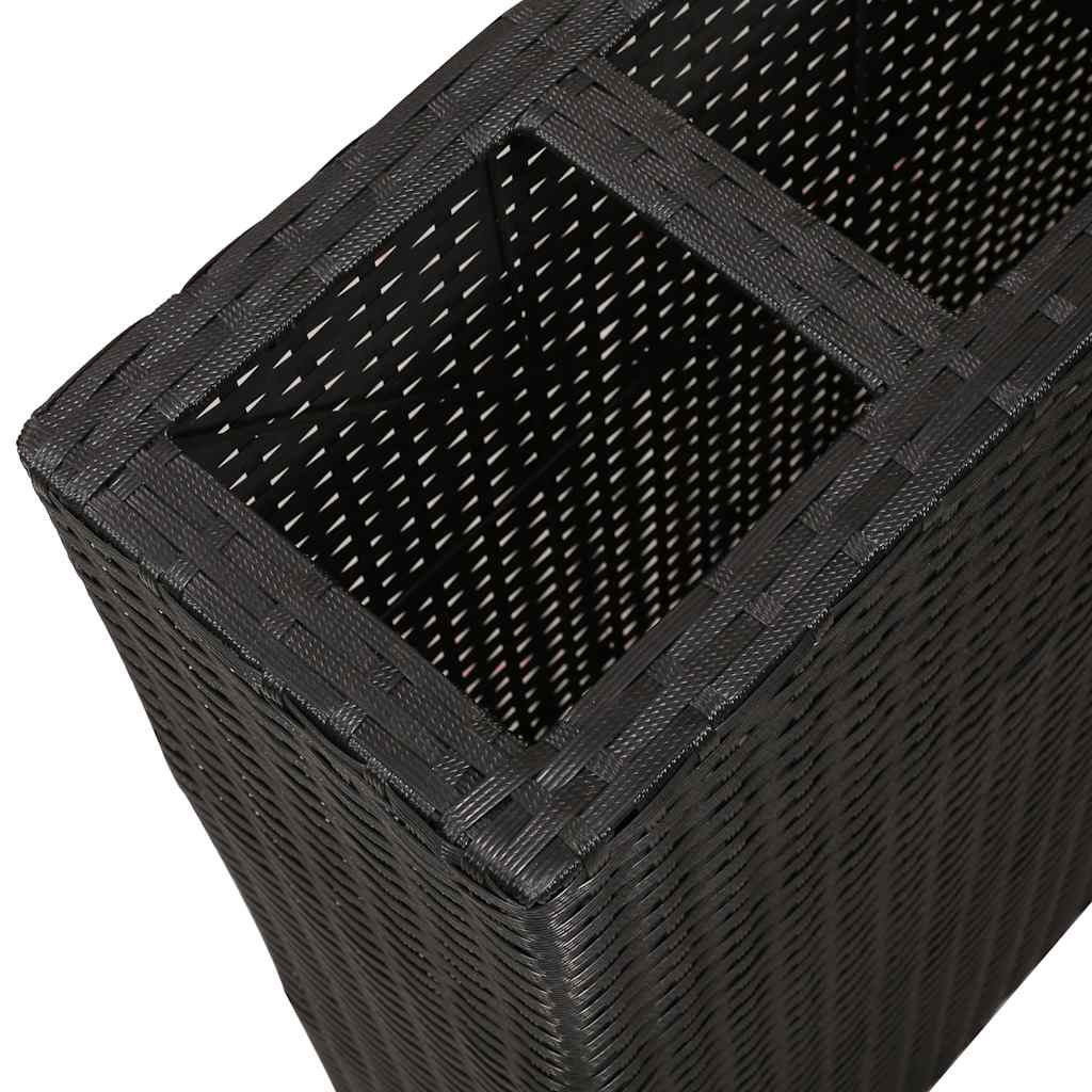 fekete polyrattan kerti magaságyás 4 kaspóval