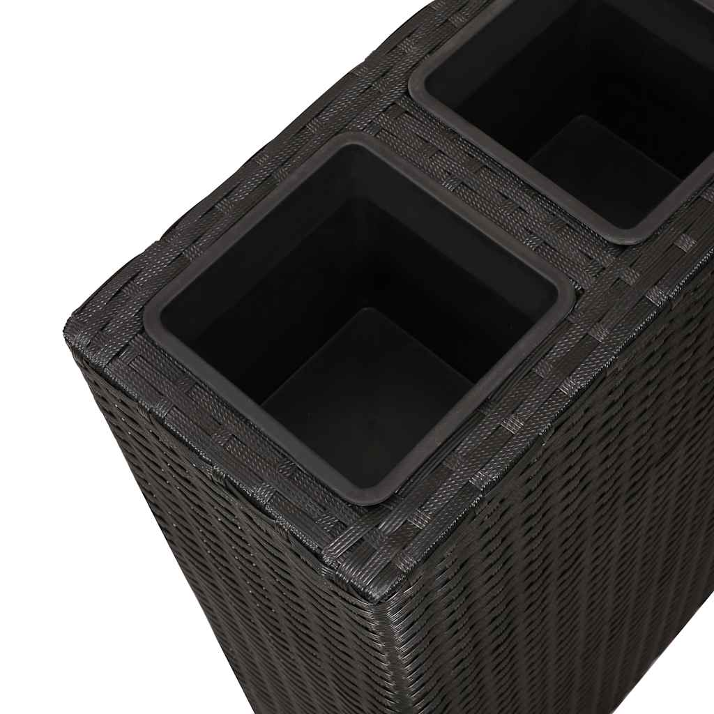 fekete polyrattan kerti magaságyás 4 kaspóval