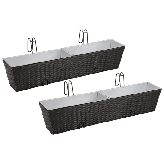Erkélyi Trapéz Rattan Cserép Szett 80 cm 2db. Fekete