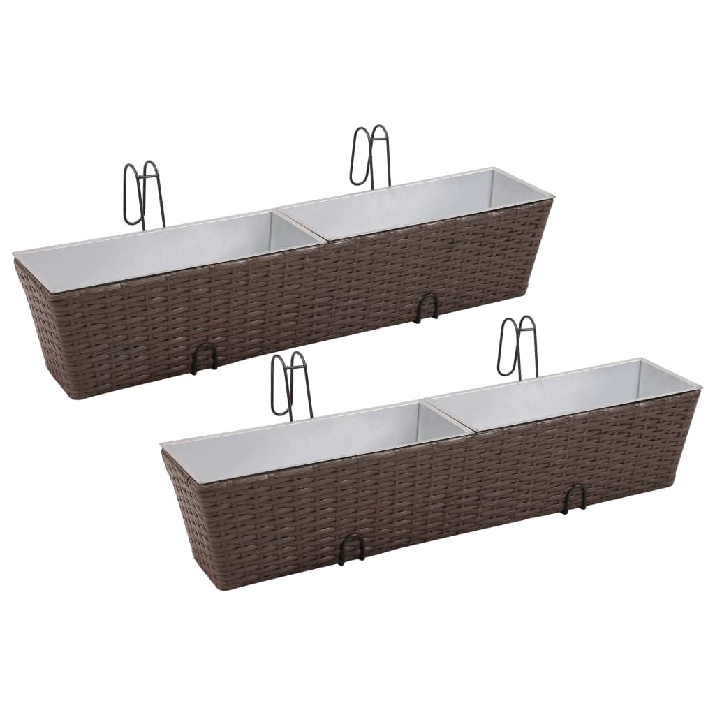 Erkélyi Trapéz Rattan Cserép Szett 80 cm 2db. Barna