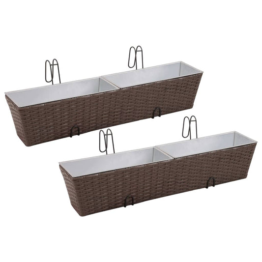 Erkélyi Trapéz Rattan Cserép Szett 80 cm 2db. Barna
