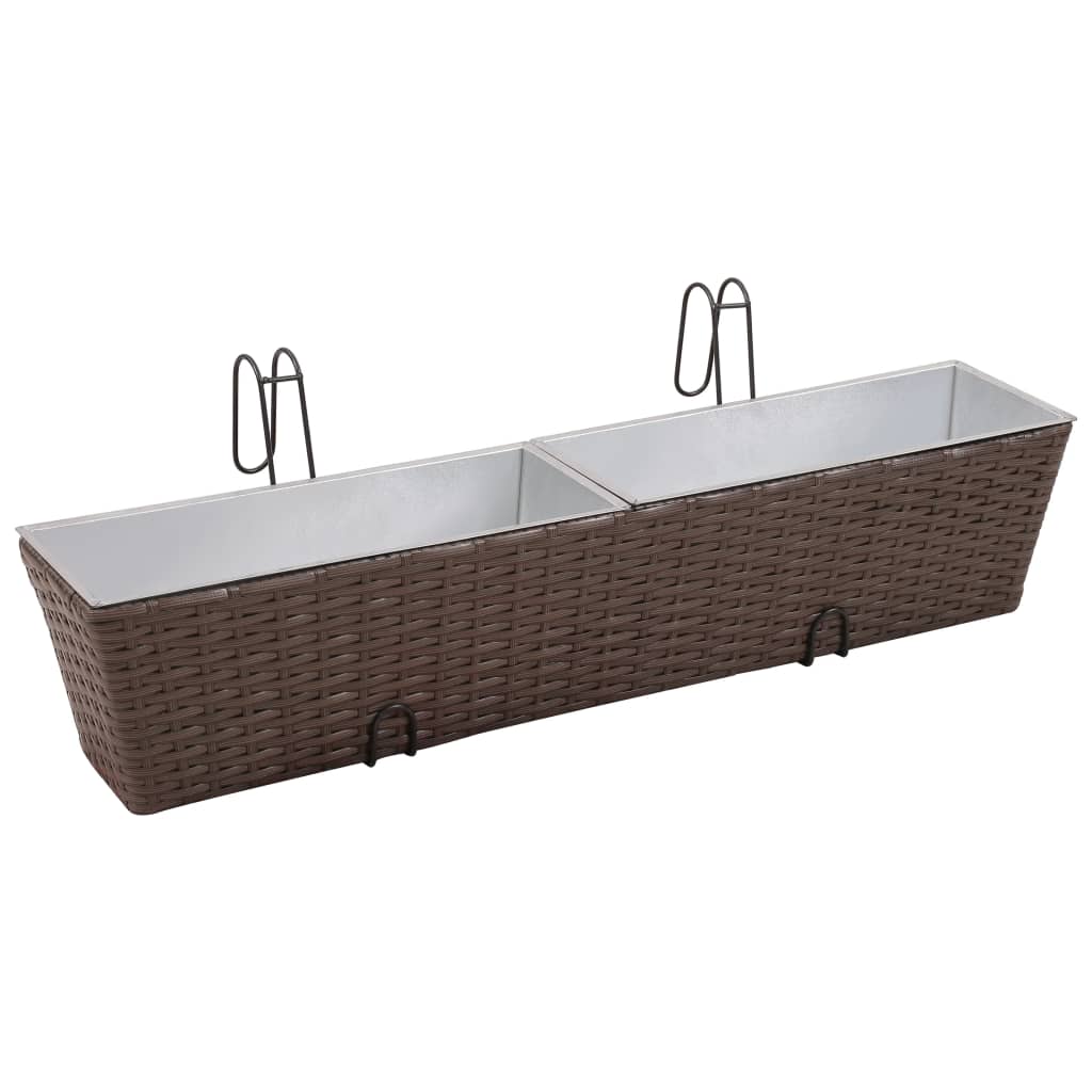 Erkélyi Trapéz Rattan Cserép Szett 80 cm 2db. Barna